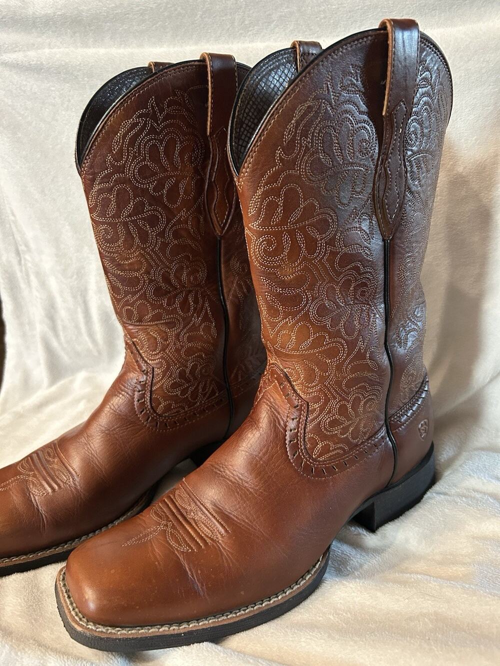 Ariat Round Up Remuda Womens 10C Wide Brwn Leather Western Cowboy Boots 10019905